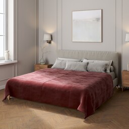 Narzuta pikowana w pasy Velvet, bordowy, Velvet