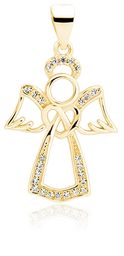 Pozłacany srebrny wisior wisiorek anioł aniołek angel cyrkonia