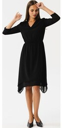 Sukienka warstwowa szyfonowa czarna S354, Kolor czarny, Rozmiar