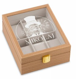 Szkatułka drewniana na 6 zegarków z grawerem