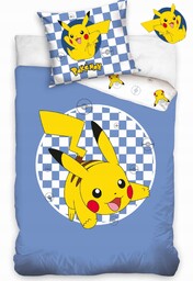 Pościel 140x200 Pokemon Pikachu Kratka