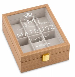 Szkatułka drewniana na 6 zegarków z grawerem