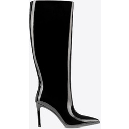 Damskie kozaki ze skóry naturalnej lakierowanej na szpilce