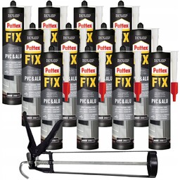 12x Klej Pattex Fix PVC&ALU 440g Biały +