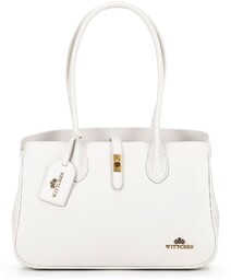 Skórzana torebka shopper z chwostem złamana biel