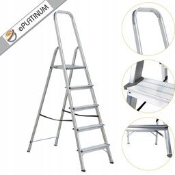 Drabina drabinka domowa aluminiowa jednostronna 5stopniowa 120kg ePlatinum
