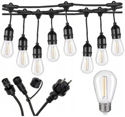 Girlanda ogrodowa 230V 15xE27 LED 15m 1W łańcuch