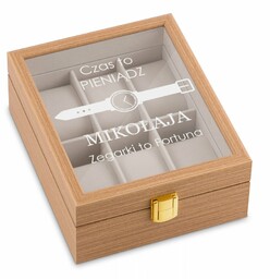 Szkatułka drewniana na 6 zegarków z grawerem