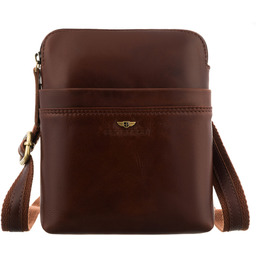 Brązowa, praktyczna listonoszka męska ze skóry naturalnej