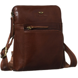 Brązowa, męska listonoszka ze skóry naturalnej zamykana suwakiem