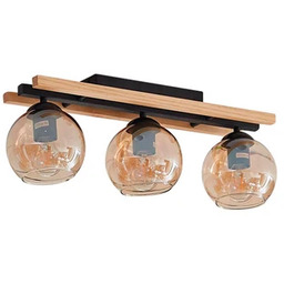 Lindby - Maite 3 Lampa Sufitowa Black/Wood/Amber