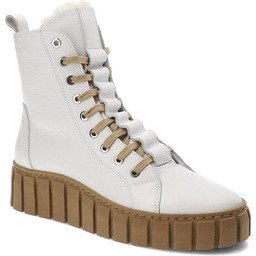 Chebello Białe Botki Ocieplane Skórzane Buty Damskie