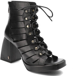 Carinii Czarne Botki Stylowe Buty Damskie Na Obcasie