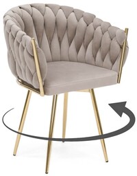 Krzesło obrotowe Glamour DC-7077S360 Beżowy welur #7 Złote