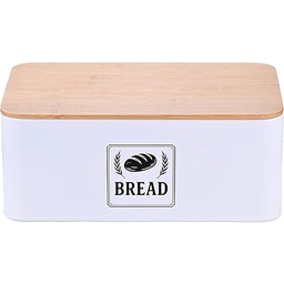 Relaxdays chlebak, pokrywka bambusowa, metal, wys. x szer.