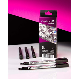 Cienkopisy kreślarskie czarne Rystor, 5 sztuk