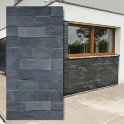 Kamień elewacyjny-dekoracyjny łupek Black Slate 7x50 cm