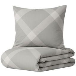 Pościel bawełniana satynowa 200x220 cm POLSKA Szara Krata