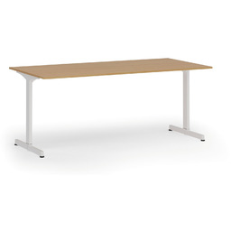 Biurko PRIMO BETA, 180x90 cm, biała podstawa, buk