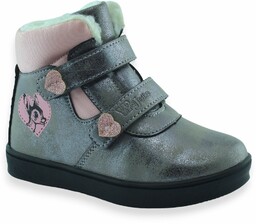Dziewczęce buty zimowe za kostkę Wojtyłko 24128 Szare