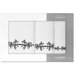 Komplet Ręczników 3szt. Kamelia 380 Biały+Czarny