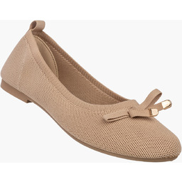Baleriny Damskie Buty Z Kokardką Płaski Obcas Materiałowe