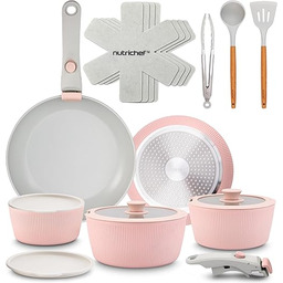NutriChef Zestaw Naczyń Ceramicznych 18 Sztuk z Odczepianymi