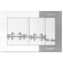 Komplet Ręczników 3szt. Kamelia 380 Biały+Grafit