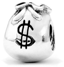 Rodowany srebrny charms do pandora worek pieniędzy sakiewka