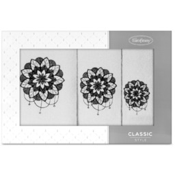 Komplet Ręczników 3szt. Lotus 380 Biały+Czarny