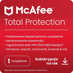 Kod aktywacyjny MCAFEE Program Total Protection (1 urządzenie,
