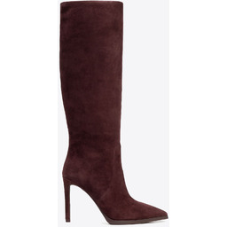 Damskie kozaki ze skóry naturalnej zamszowej na szpilce