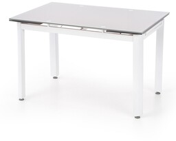 Stół rozkładany Alston 120-180x80x75 cm, szkło beżowe, nóżki