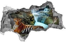 Dziura 3d fototapeta naklejka Tygrys wodospad