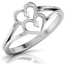 Pierścionek Białe Złoto Dwa Serca Dla Zakochanych