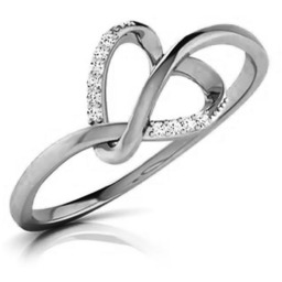 Pierścionek Białe Złoto 585 Serce z Brylantami