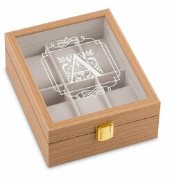Szkatułka drewniana na 6 zegarków z grawerem inicjał