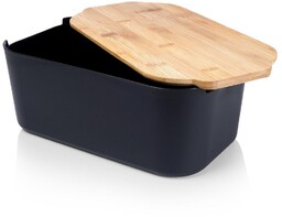 Chlebak z deską bambusową czarny 33x18,5x12 cm