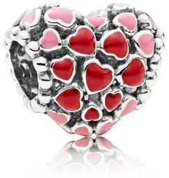 Rodowany srebrny charms do pandora kolorowe serce serduszko