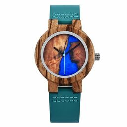 Zegarek drewniany Niwatch EPOXY na turkusowym pasku -