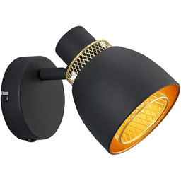 Reality Lampa ścienna Punch R80811032, metal czarny matowy/złoty,