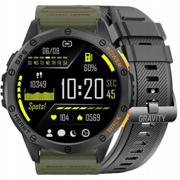 Gravity GT24-5 czarno-zielony smartwatch do rozmów kompas
