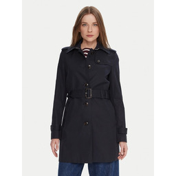 TOMMY HILFIGER GRANATOWY KLASYCZNY PŁASZCZ Z KLAPAMI S