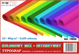 Papier kolorowy, A3, Intens, 20 x 5 kolorów