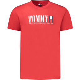 TOMMY HILFIGER MĘSKA KOSZULKA Z KRÓTKIM RĘKAWEM, CZERWONA