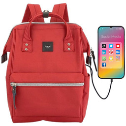 Czerwony plecak miejski na laptopa z portem USB