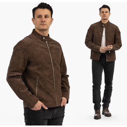 Kurtka Męska Ramoneska Ekoskóra Biker Elegancka ze stójką