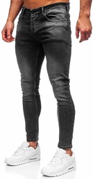 Czarne spodnie jeansowe męskie skinny fit Denley R927