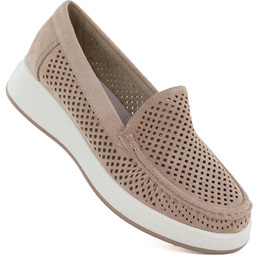 Półbuty damskie ażurowe na platformie nude Sergio Leone