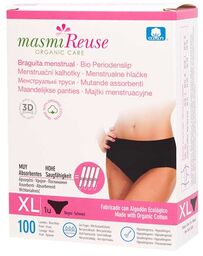Masmi Reuse, majtki menstruacyjne, bawełna organiczna, czarne, rozmiar